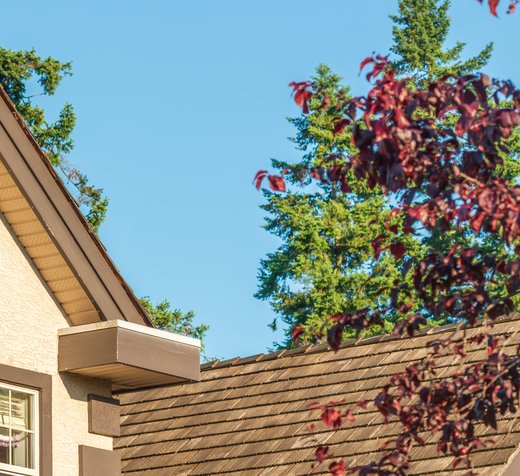 New roof and gutters on a two story home